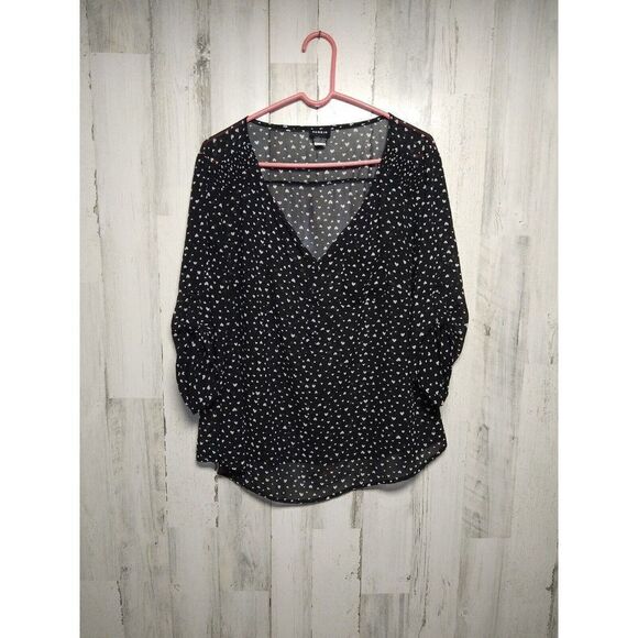 torrid Tops - TORRID Plus Size 0X SHEER BLOUSE black with white hearts